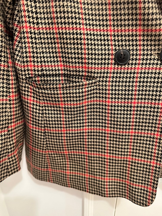 Anine Bing Womens Madeline Double-Breasted Plaid Blazer - Red/Black Houndstooth - Picture 6 of 12